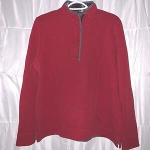 Orvis Men's L Burnt Orange 1/4 Zip Pullover Sweater Gingham Trim Cotton Knit